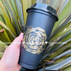 🖤NEW🌹Starbucks Fall Black & Gold Rose Hot Cup